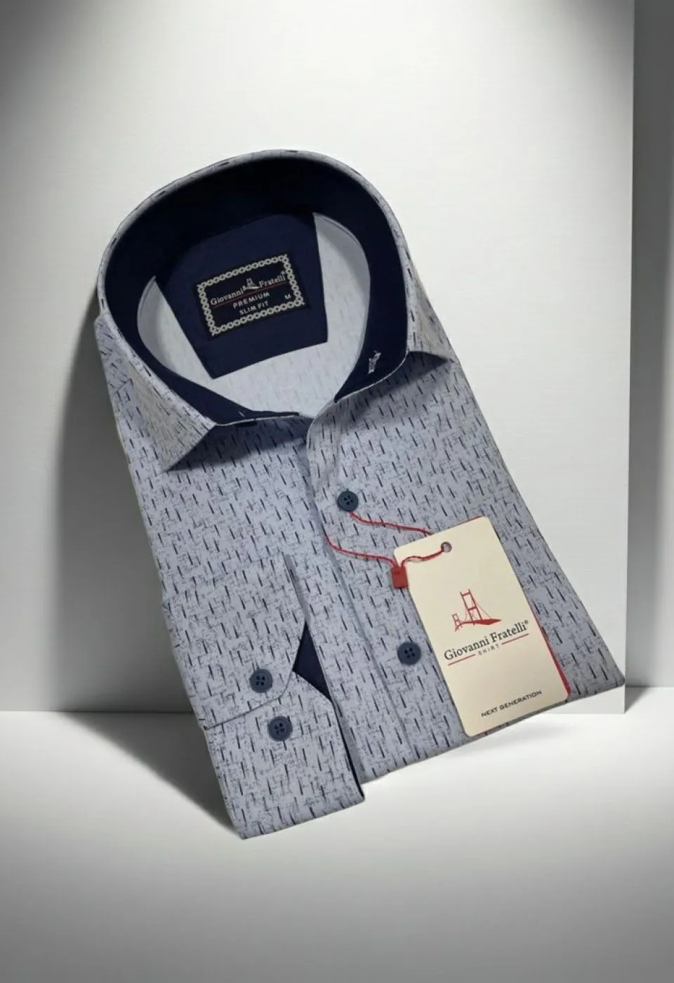 Slim Fit Uzun Kol Desenli Erkek Gömlek 3GMK312446003