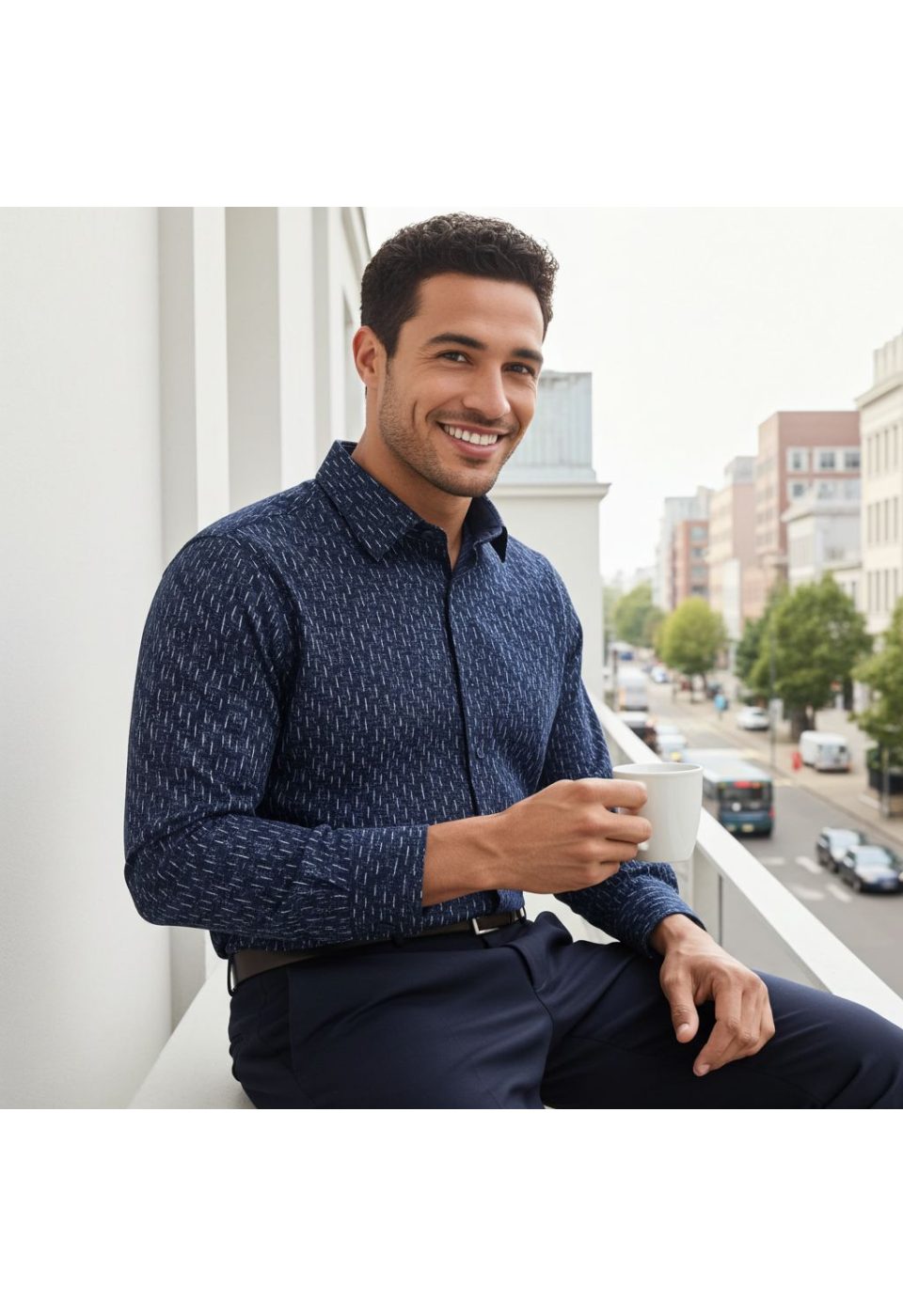 Slim Fit Uzun Kol Desenli Erkek Gömlek 3GMK312446004 - Giovanni Fratelli