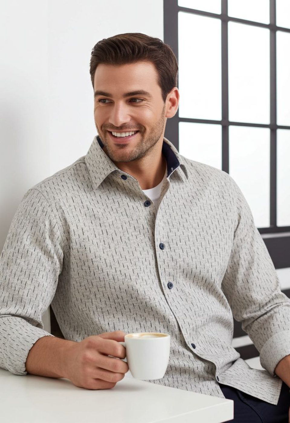 Slim Fit Uzun Kol Desenli Erkek Gömlek 3GMK312446005 Slim Fit Uzun Kol Desenli Erkek Gömlek 3GMK312446005