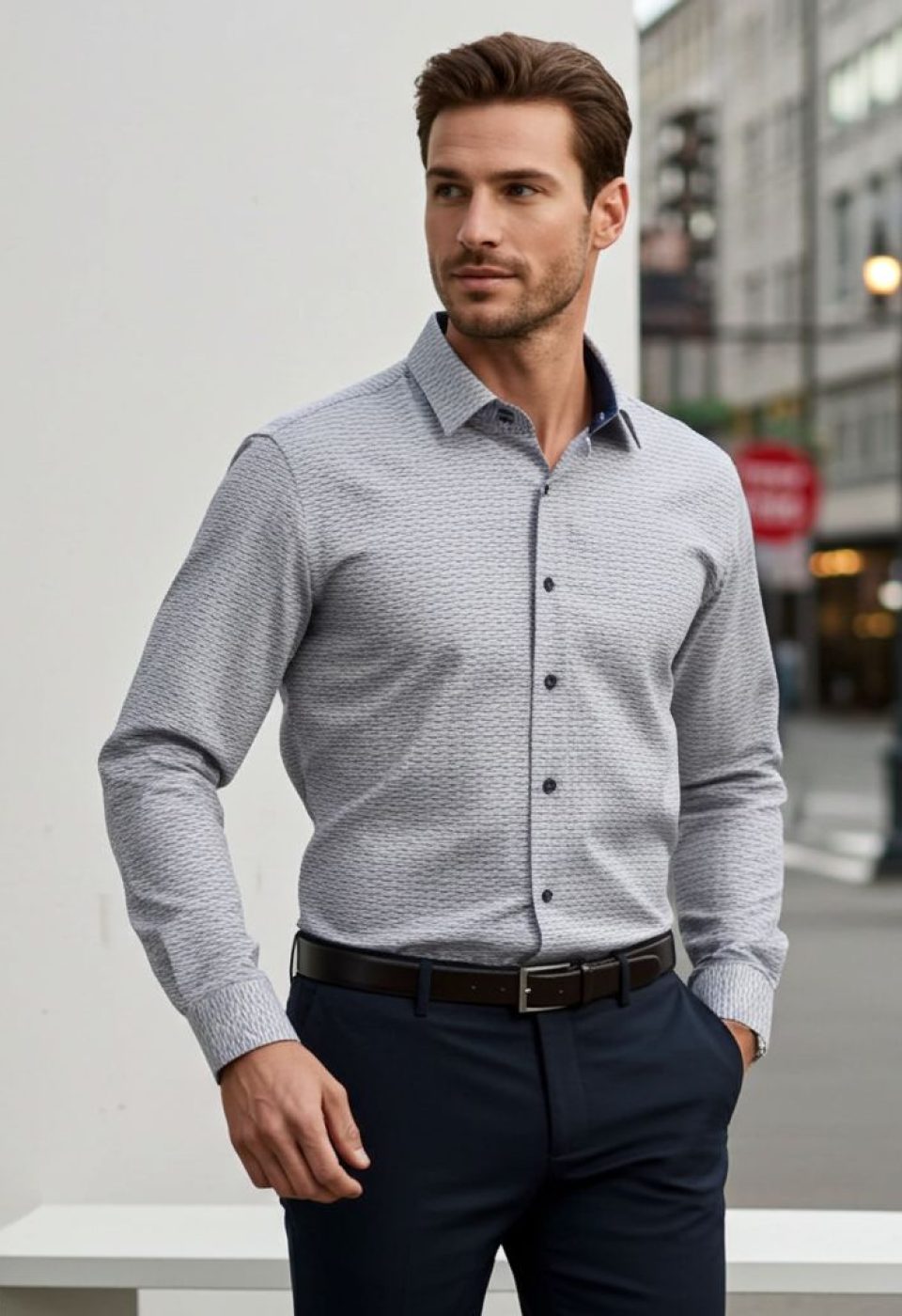 Slim Fit Uzun Kol Desenli Erkek Gömlek 3GMK312455001 Slim Fit Uzun Kol Desenli Erkek Gömlek 3GMK312455001