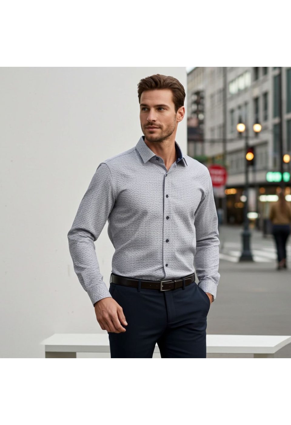 Slim Fit Uzun Kol Desenli Erkek Gömlek 3GMK312455001 - Giovanni Fratelli