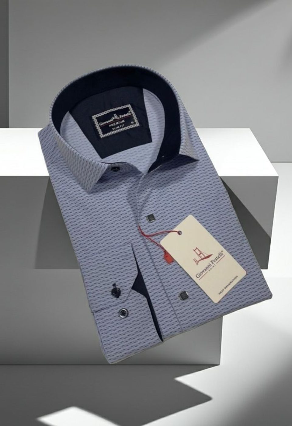 Slim Fit Uzun Kol Desenli Erkek Gömlek 3GMK312455002
