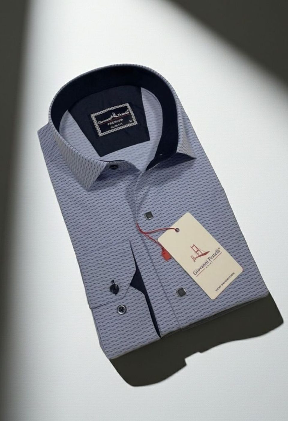 Slim Fit Uzun Kol Desenli Erkek Gömlek 3GMK312455002
