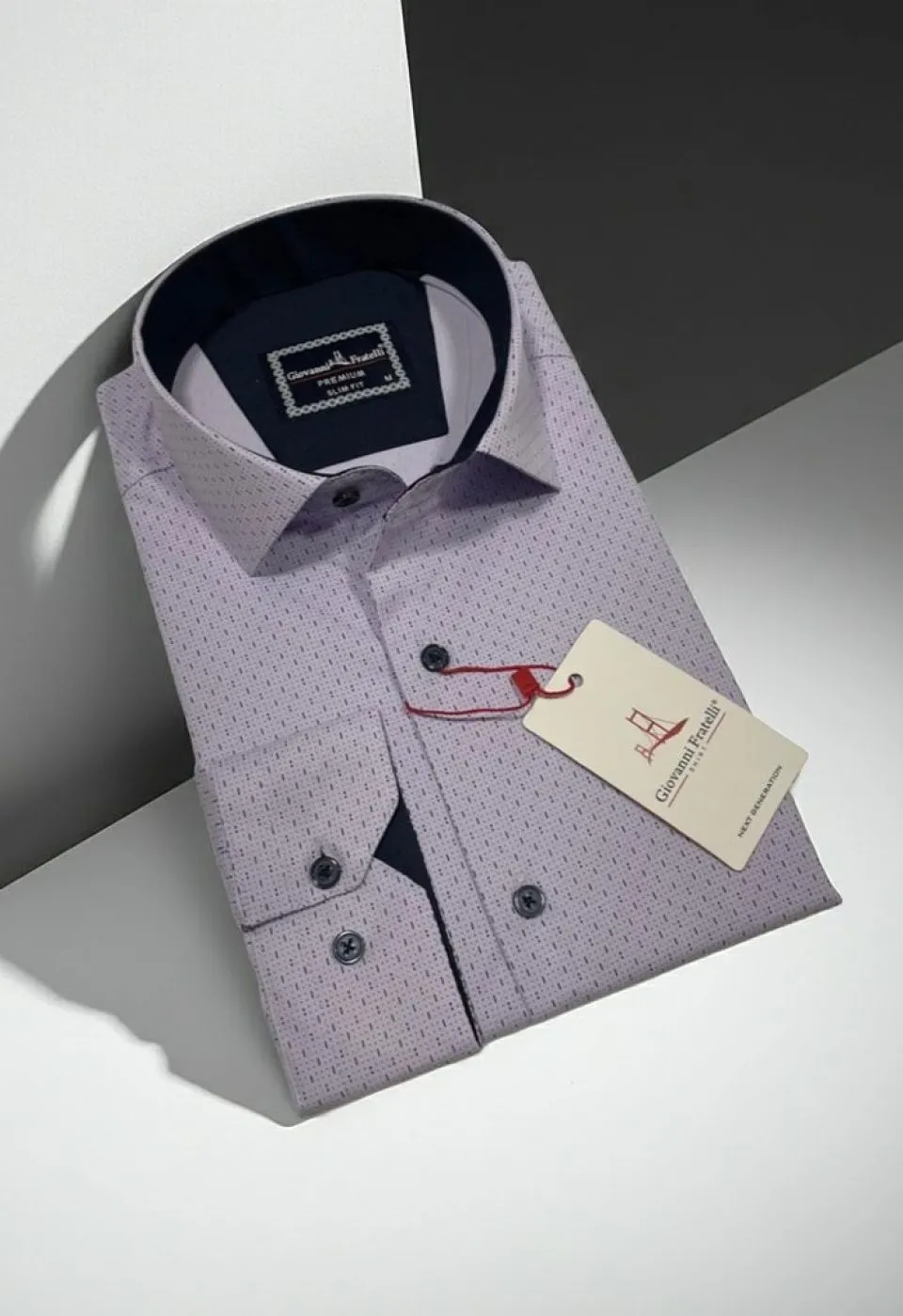 Slim Fit Uzun Kol Desenli Erkek Gömlek 3GMK312460006