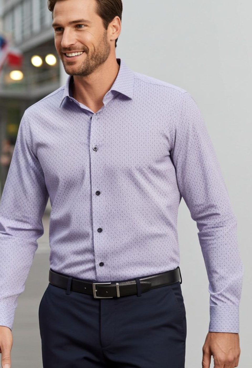 Slim Fit Uzun Kol Desenli Erkek Gömlek 3GMK312460006