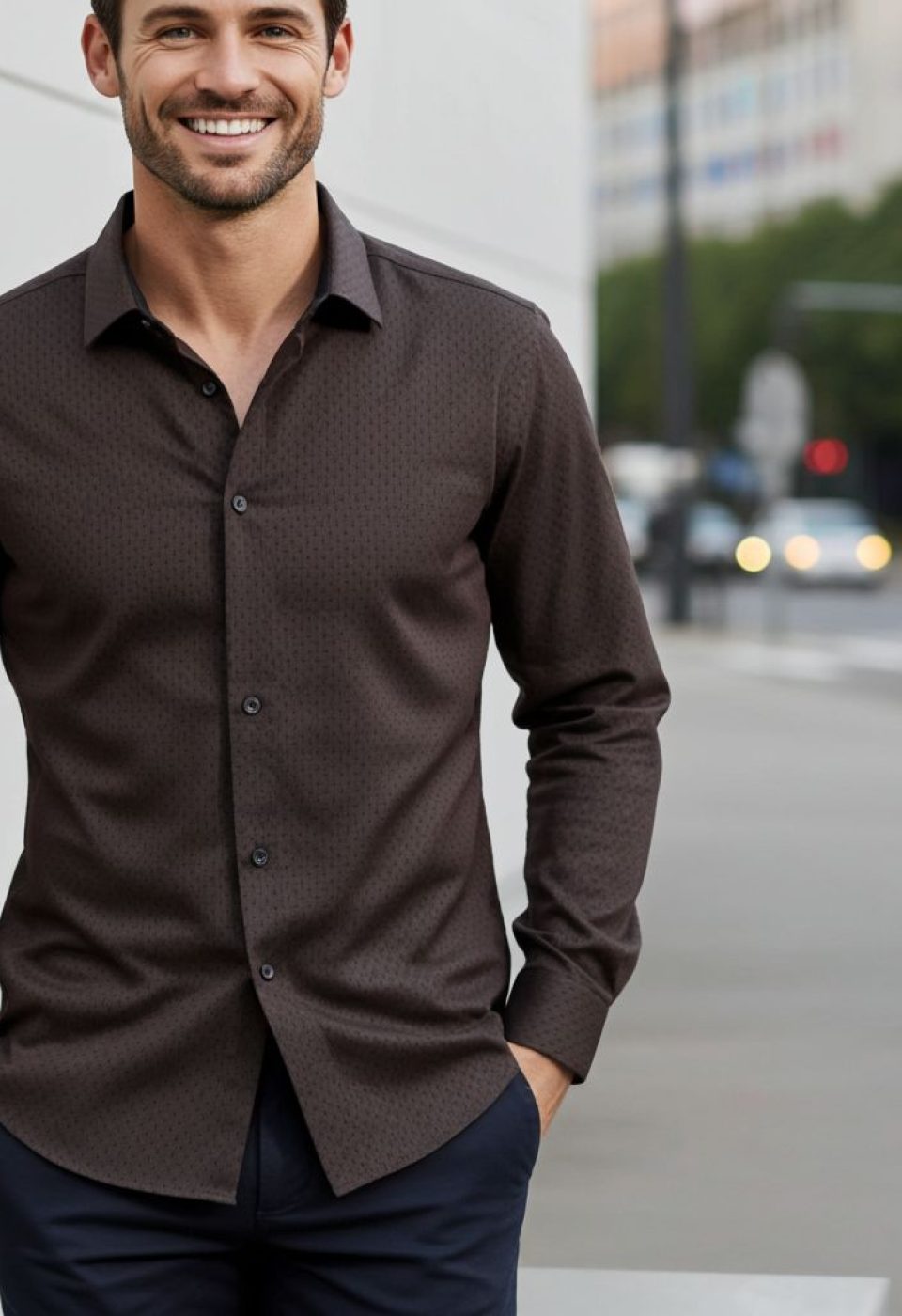 Slim Fit Uzun Kol Desenli Erkek Gömlek 3GMK312460008 - Giovanni Fratelli