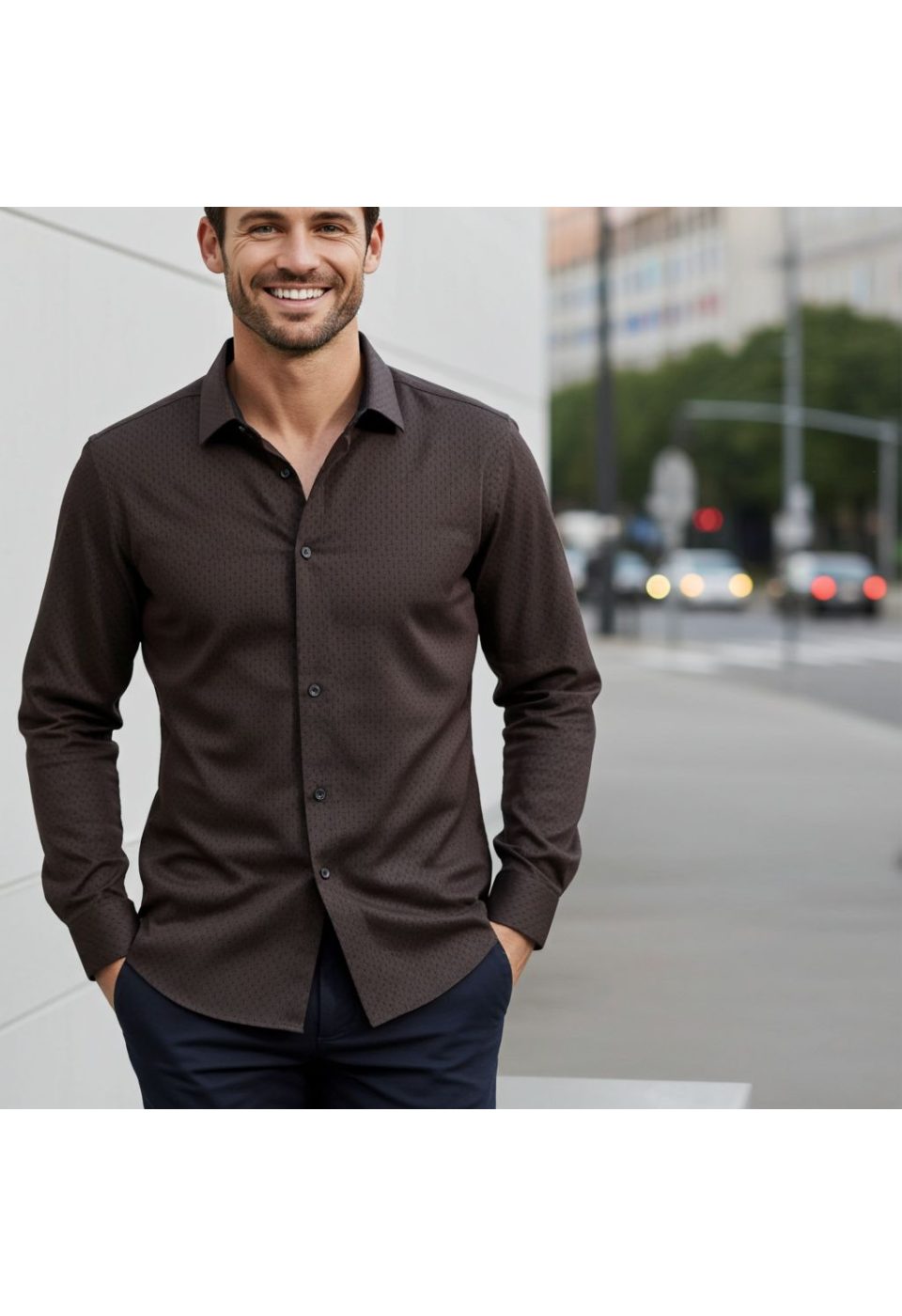 Slim Fit Uzun Kol Desenli Erkek Gömlek 3GMK312460008 - Giovanni Fratelli