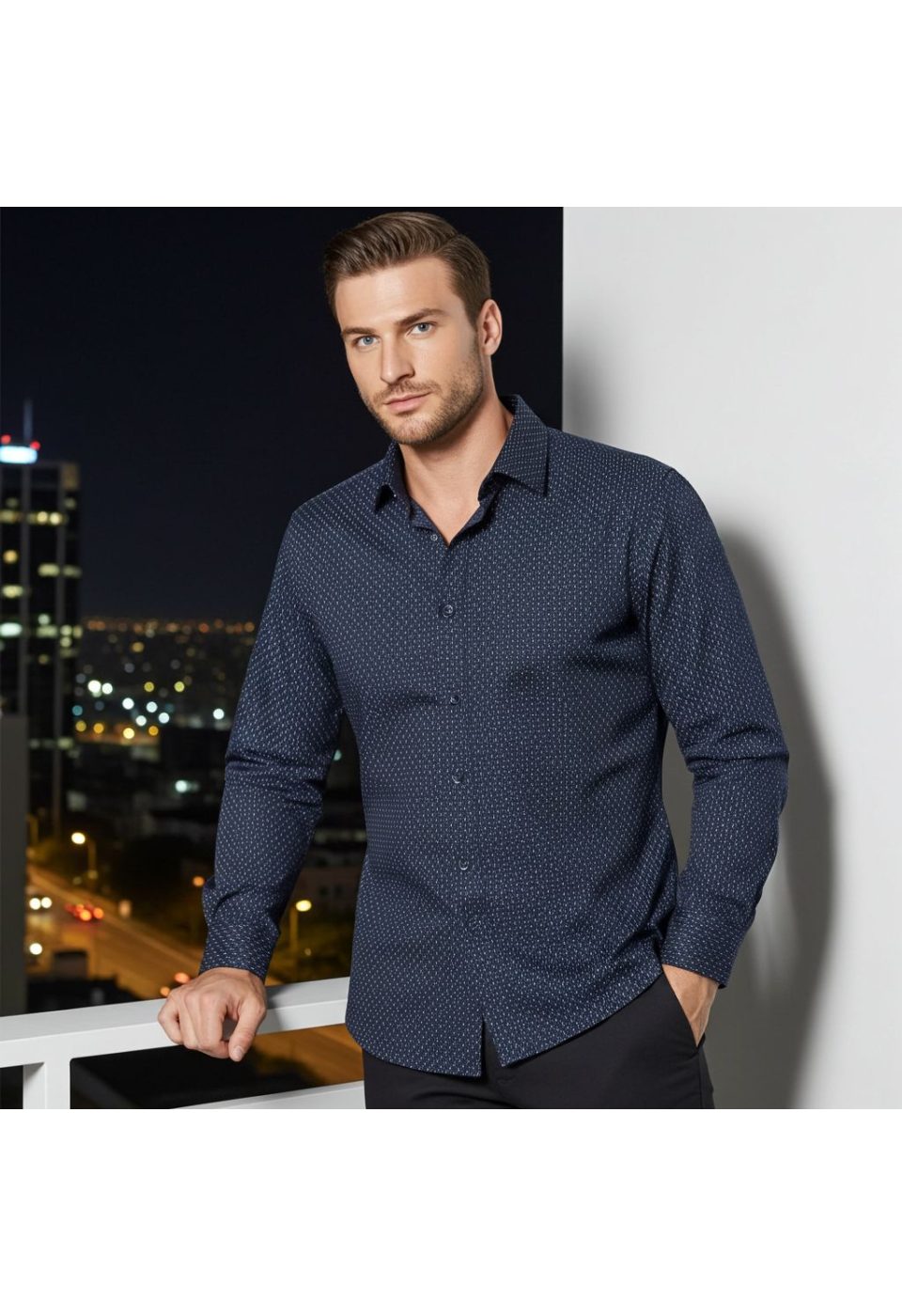 Slim Fit Uzun Kol Desenli Erkek Gömlek 3GMK312460009 - Giovanni Fratelli