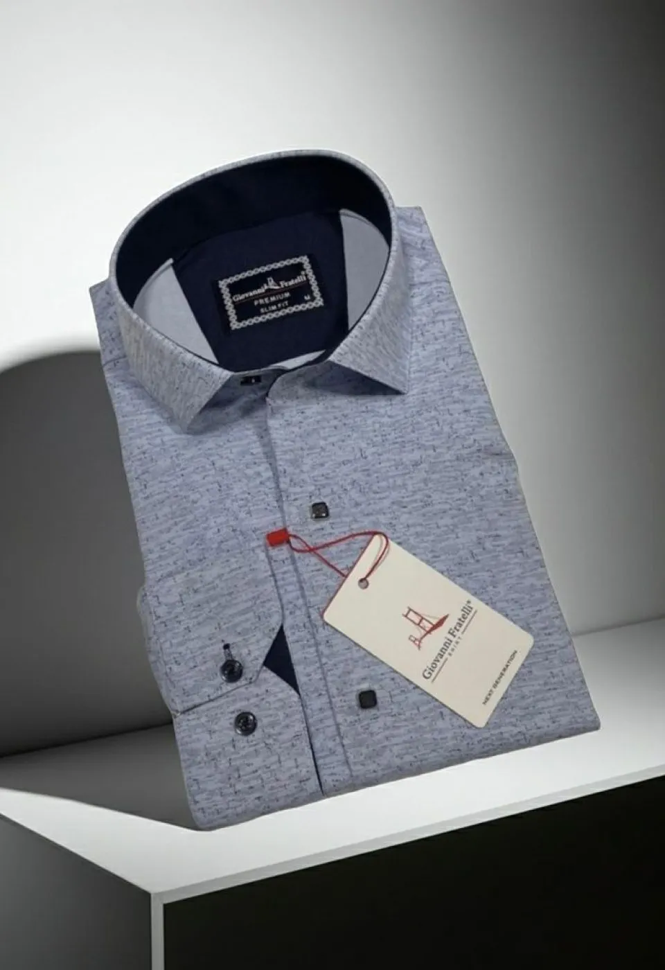 Slim Fit Uzun Kol Desenli Erkek Gömlek 3GMK312463005