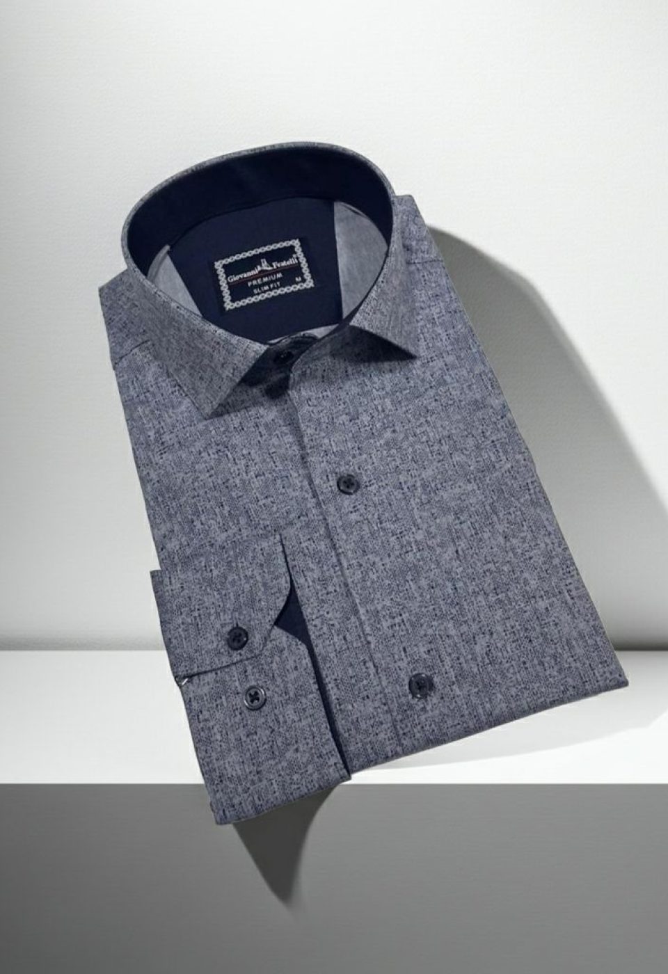 Slim Fit Uzun Kol Desenli Erkek Gömlek 3GMK312464001