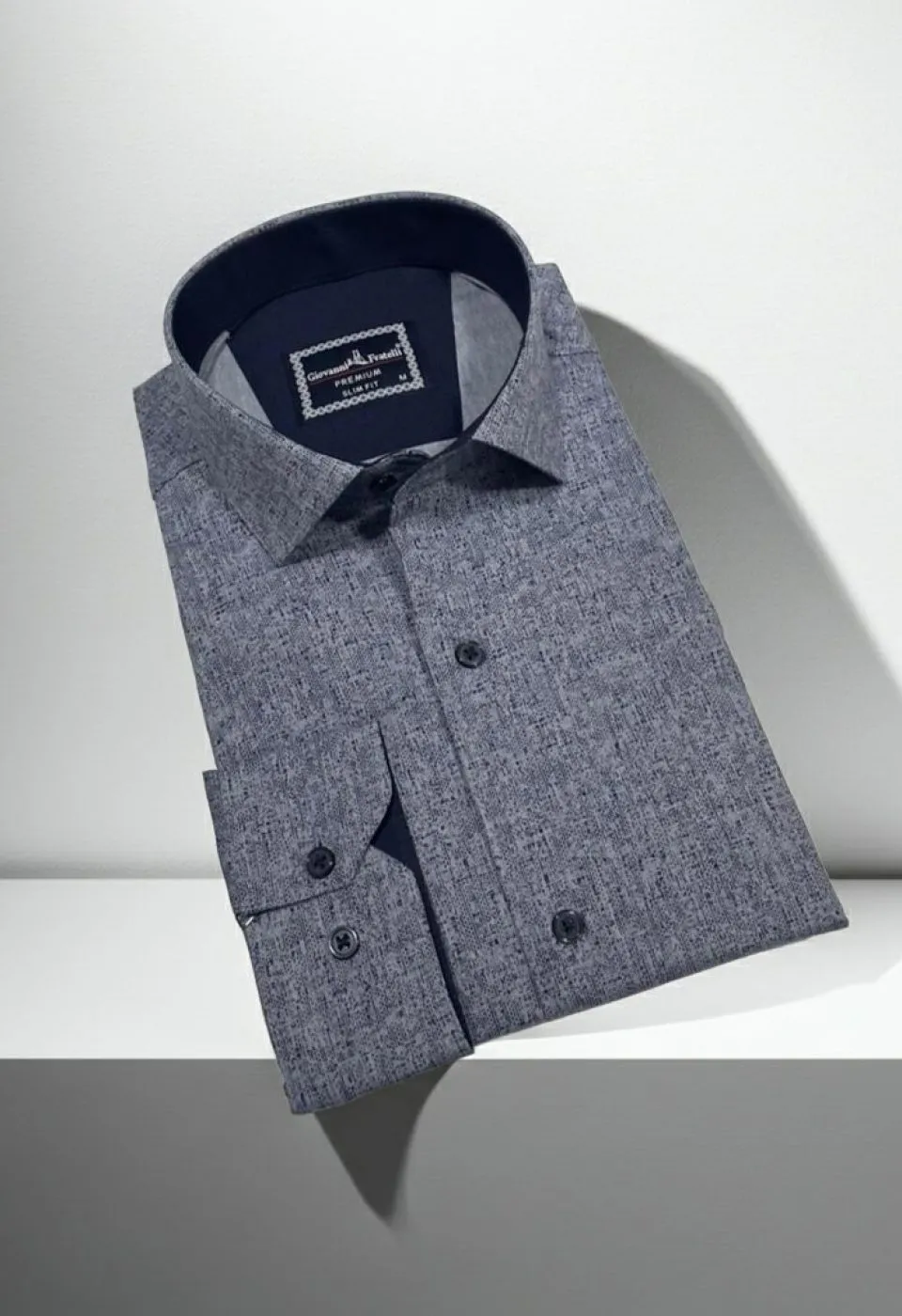 Slim Fit Uzun Kol Desenli Erkek Gömlek 3GMK312464001