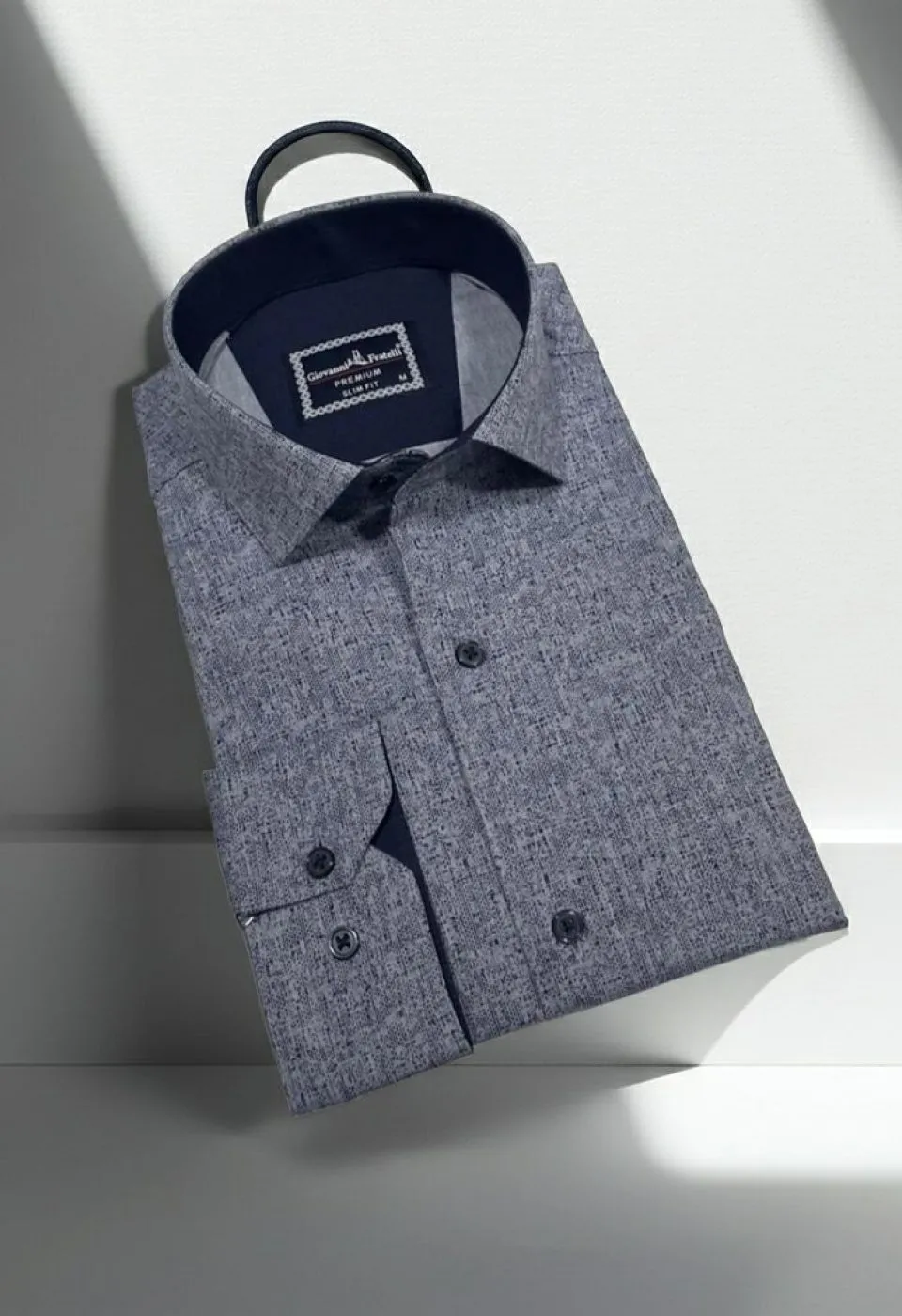 Slim Fit Uzun Kol Desenli Erkek Gömlek 3GMK312464001