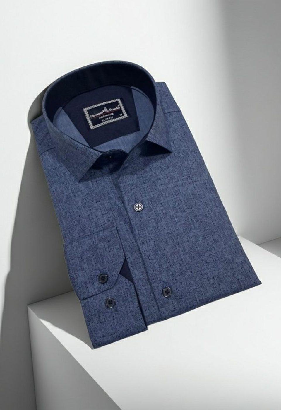 Slim Fit Uzun Kol Desenli Erkek Gömlek 3GMK312464002