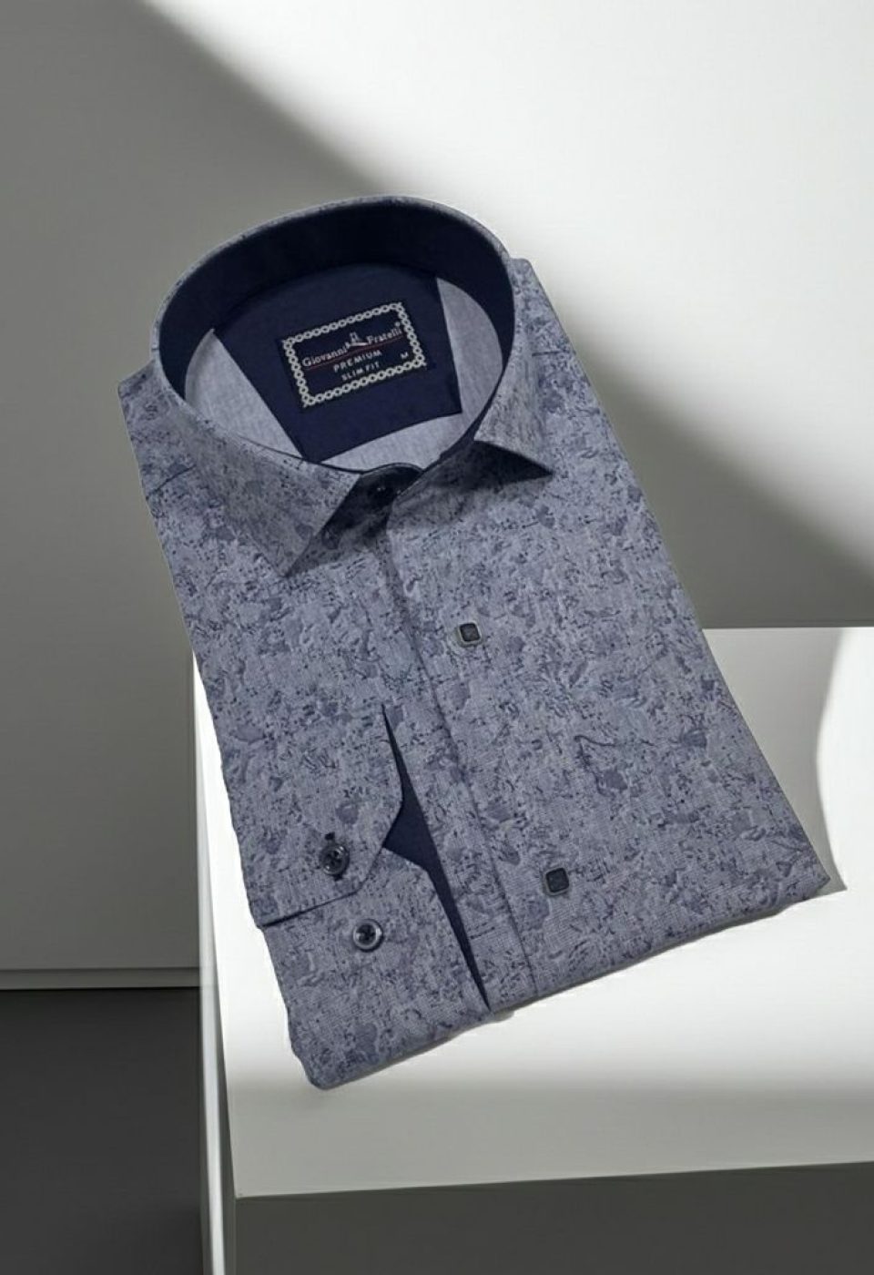 Slim Fit Uzun Kol Desenli Erkek Gömlek 3GMK3122466001