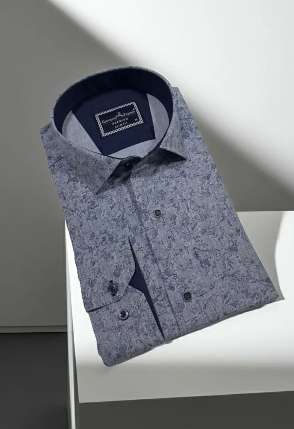 Slim Fit Uzun Kol Desenli Erkek Gömlek 3GMK3122466001