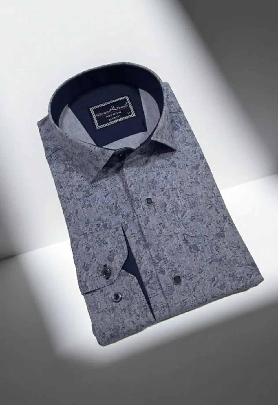 Slim Fit Uzun Kol Desenli Erkek Gömlek 3GMK3122466001