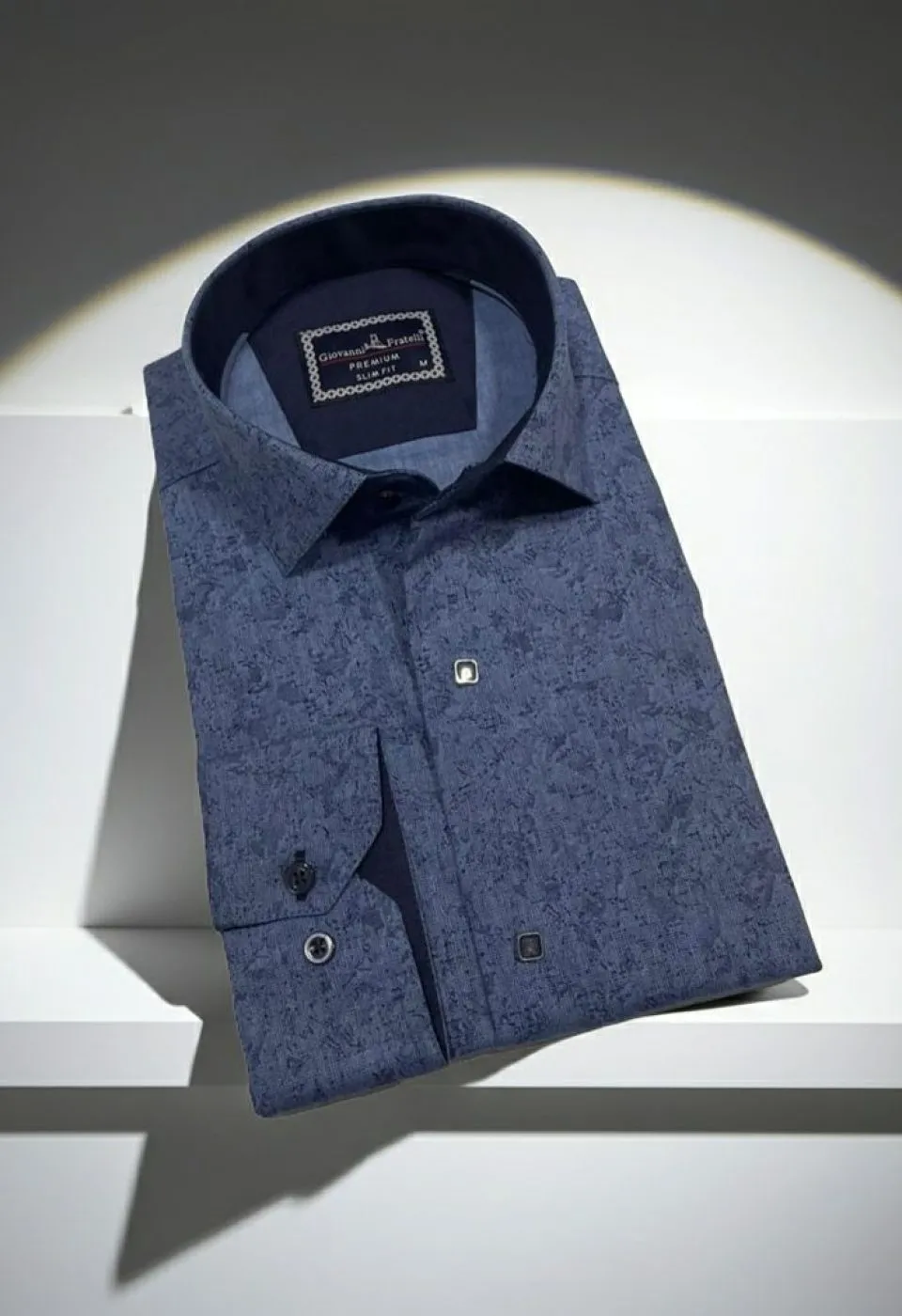 Slim Fit Uzun Kol Desenli Erkek Gömlek 3GMK3122466002