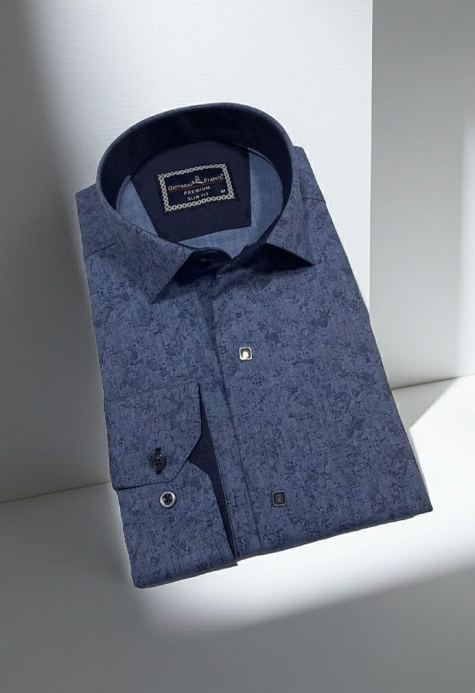 Slim Fit Uzun Kol Desenli Erkek Gömlek 3GMK3122466002