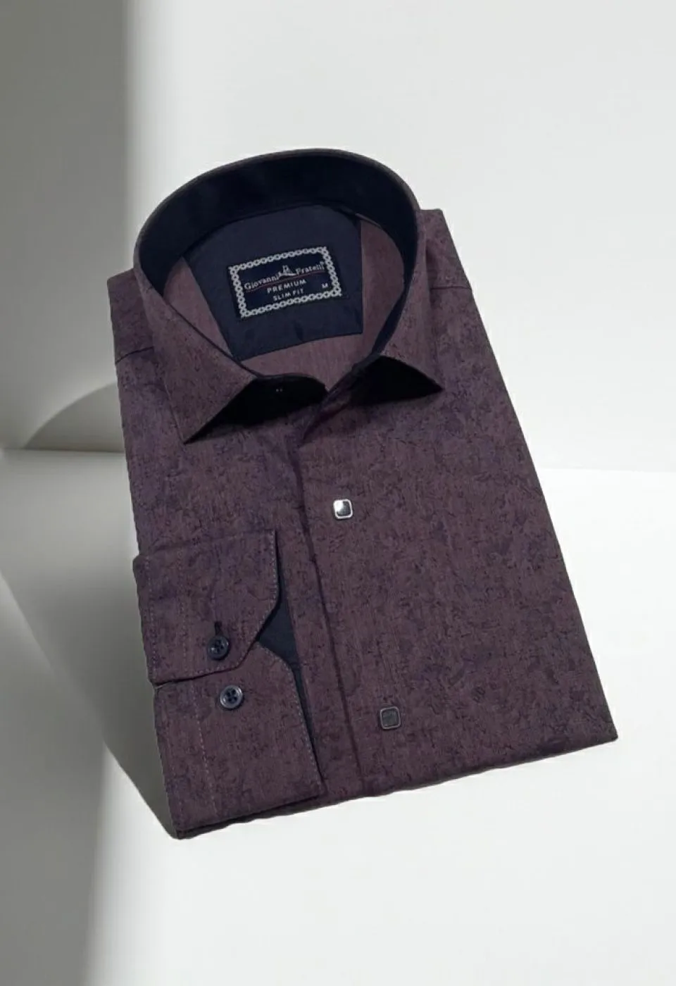 Slim Fit Uzun Kol Desenli Erkek Gömlek 3GMK3122466004