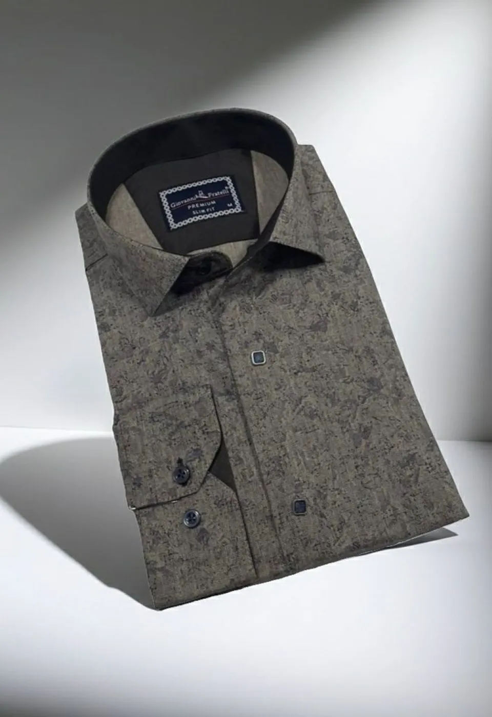 Slim Fit Uzun Kol Desenli Erkek Gömlek 3GMK3122466005