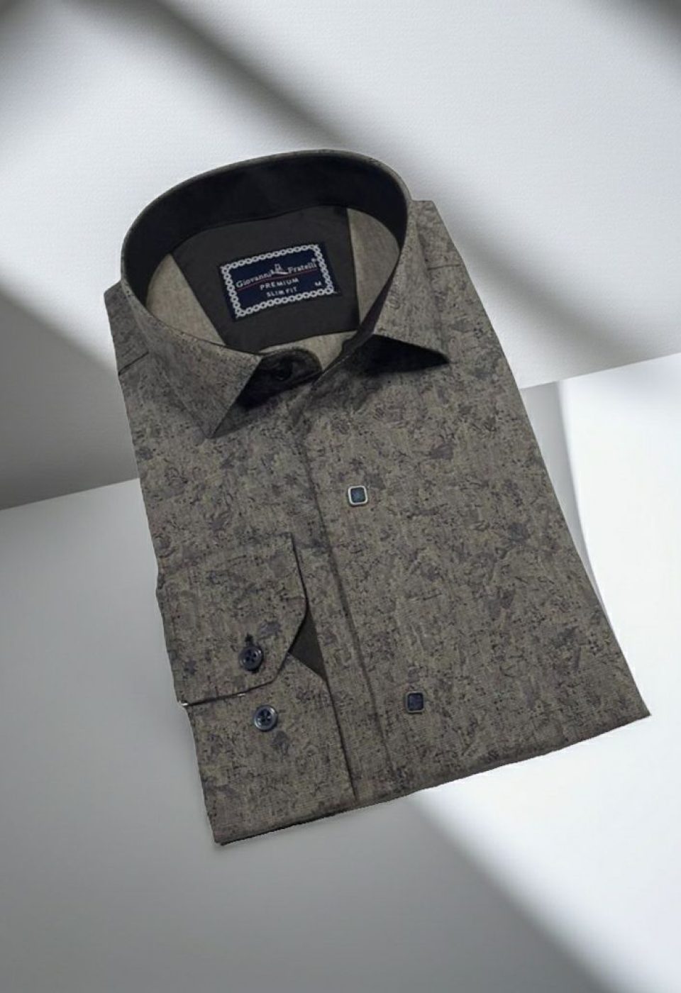 Slim Fit Uzun Kol Desenli Erkek Gömlek 3GMK3122466005