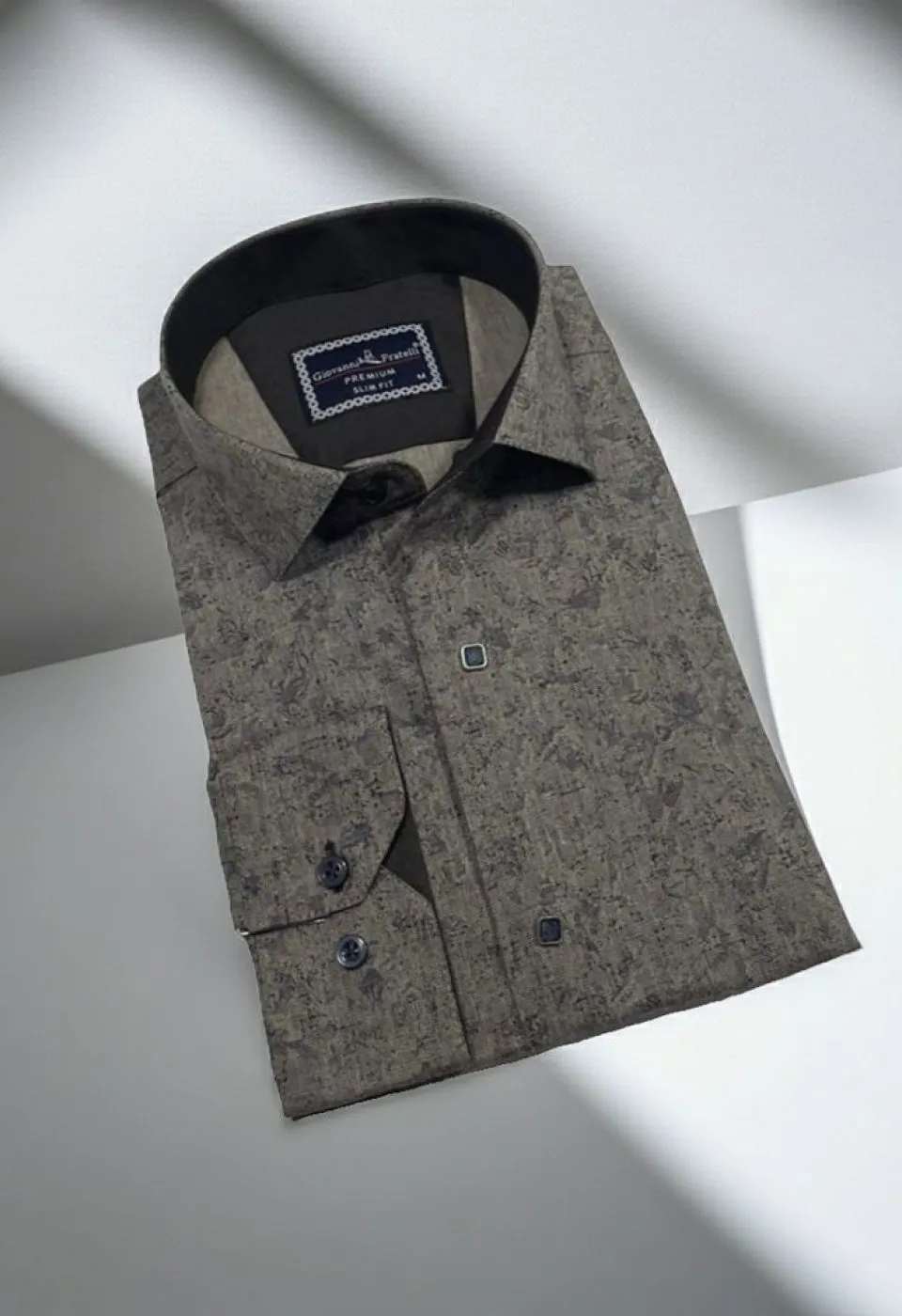 Slim Fit Uzun Kol Desenli Erkek Gömlek 3GMK3122466005