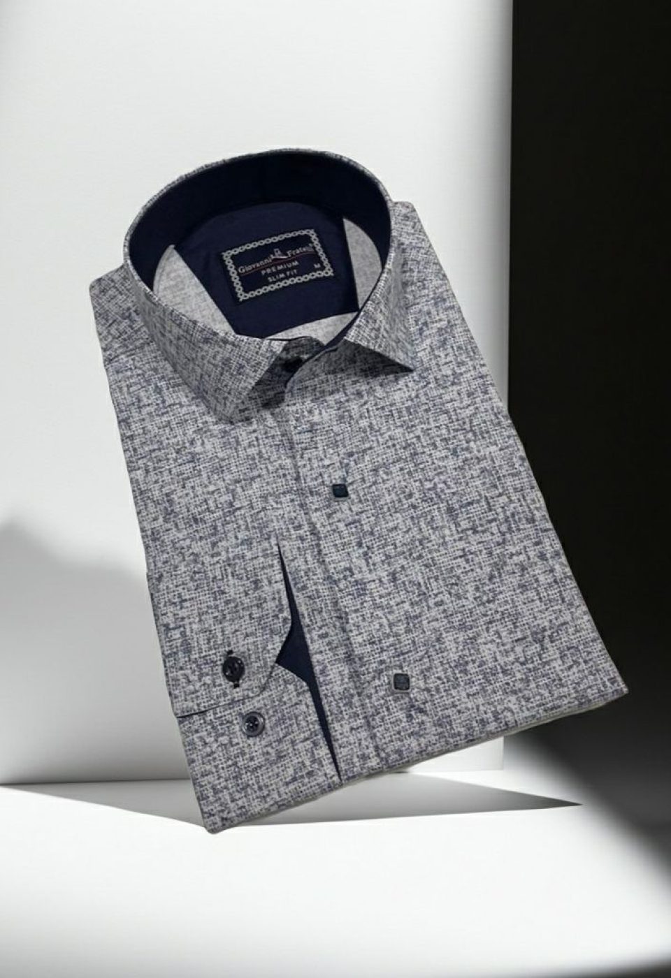 Slim Fit Uzun Kol Desenli Erkek Gömlek 3GMK312467001