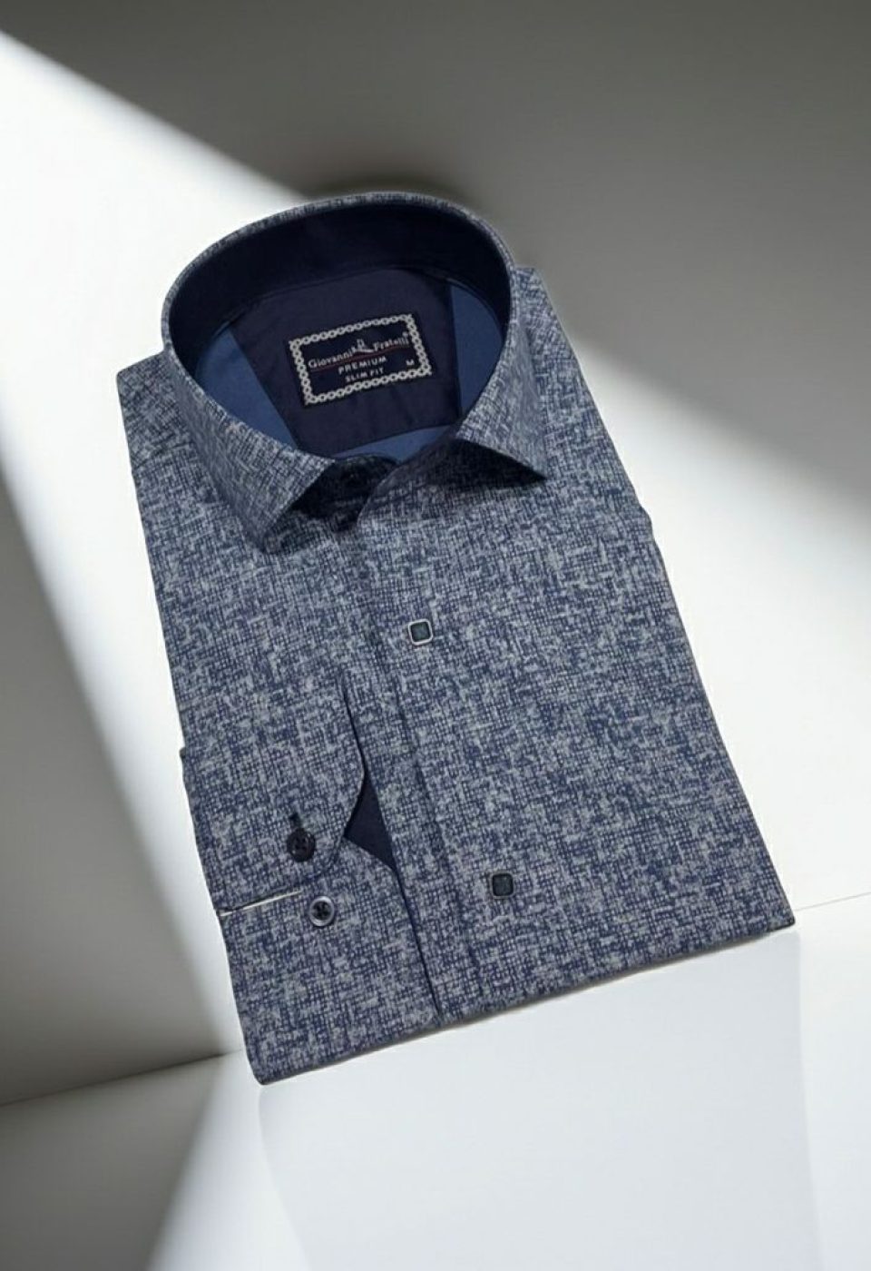 Slim Fit Uzun Kol Desenli Erkek Gömlek 3GMK312467002