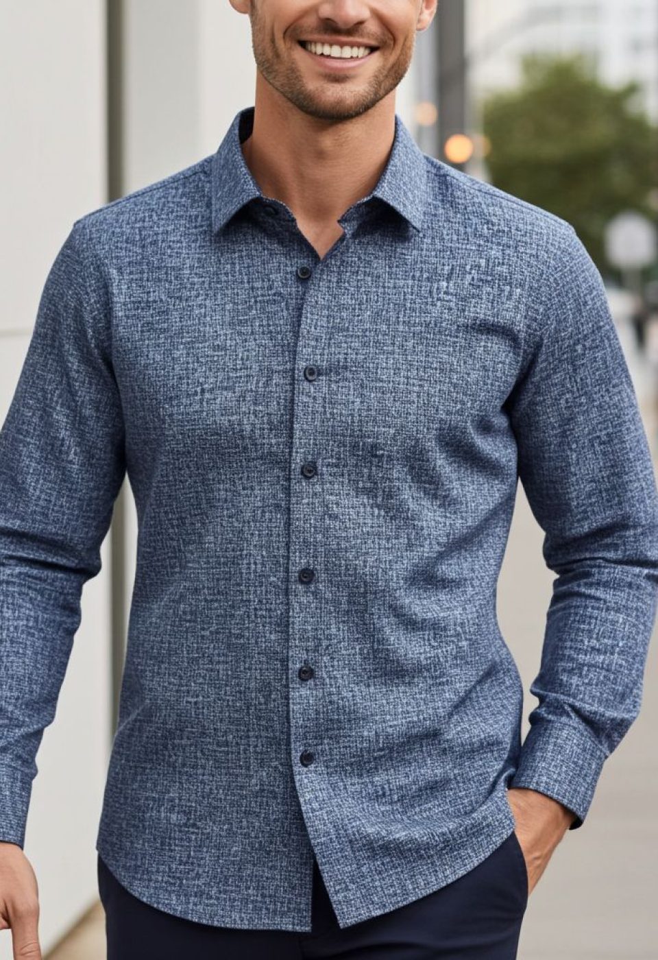 Slim Fit Uzun Kol Desenli Erkek Gömlek 3GMK312467002 Slim Fit Uzun Kol Desenli Erkek Gömlek 3GMK312467002