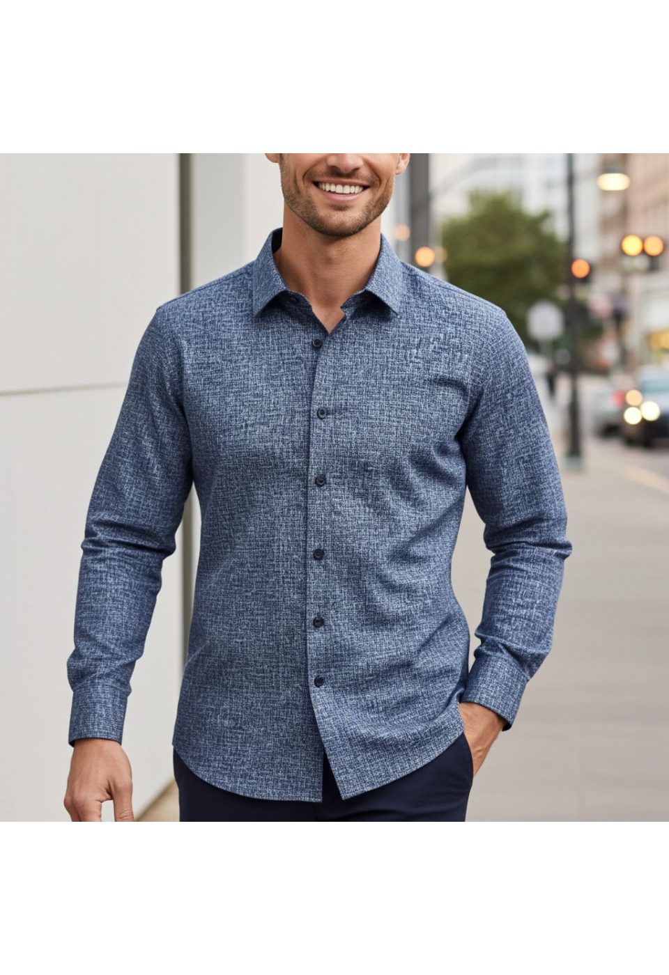 Slim Fit Uzun Kol Desenli Erkek Gömlek 3GMK312467002 - Giovanni Fratelli