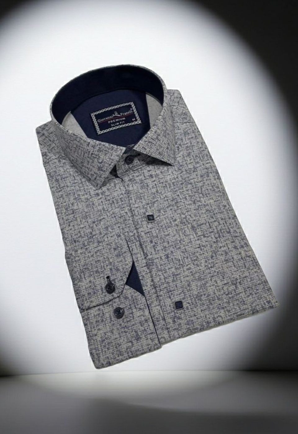 Slim Fit Uzun Kol Desenli Erkek Gömlek 3GMK312467003