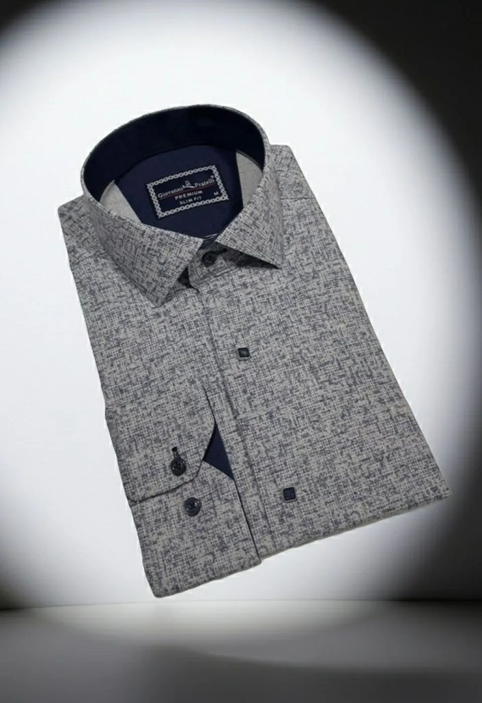 Slim Fit Uzun Kol Desenli Erkek Gömlek 3GMK312467003