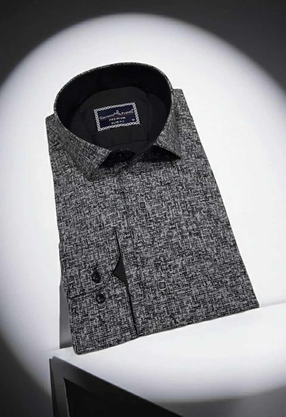 Slim Fit Uzun Kol Desenli Erkek Gömlek 3GMK312467004