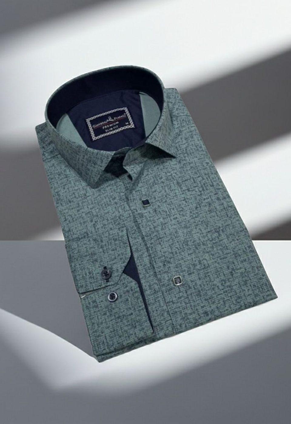 Slim Fit Uzun Kol Desenli Erkek Gömlek 3GMK312467005