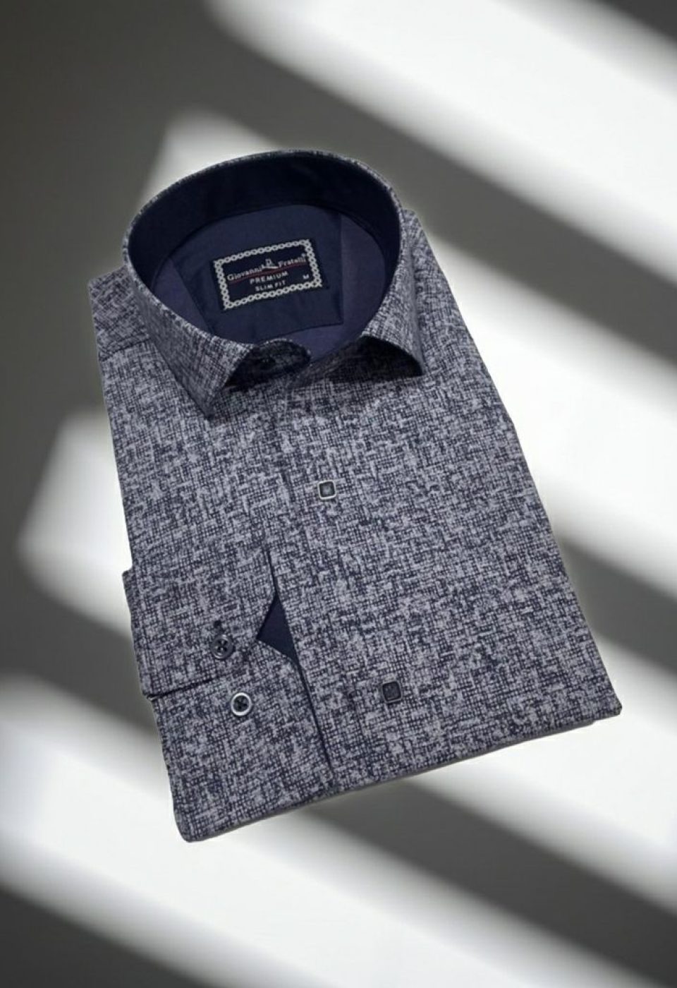 Slim Fit Uzun Kol Desenli Erkek Gömlek 3GMK312467006 - Giovanni Fratelli