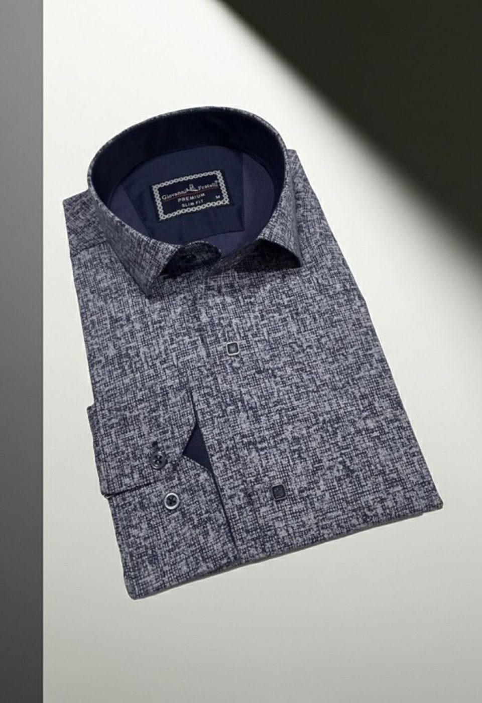 Slim Fit Uzun Kol Desenli Erkek Gömlek 3GMK312467006