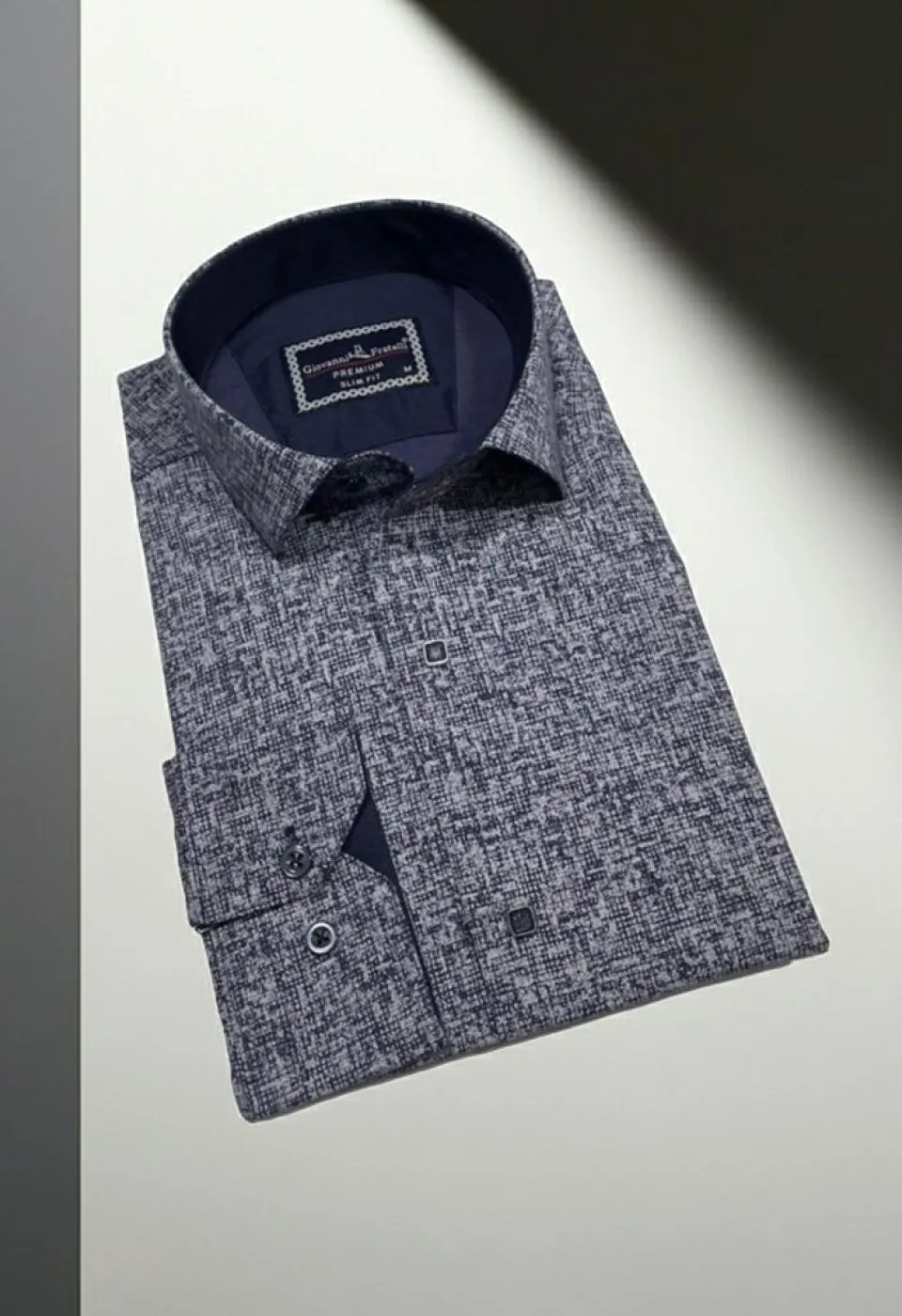 Slim Fit Uzun Kol Desenli Erkek Gömlek 3GMK312467006