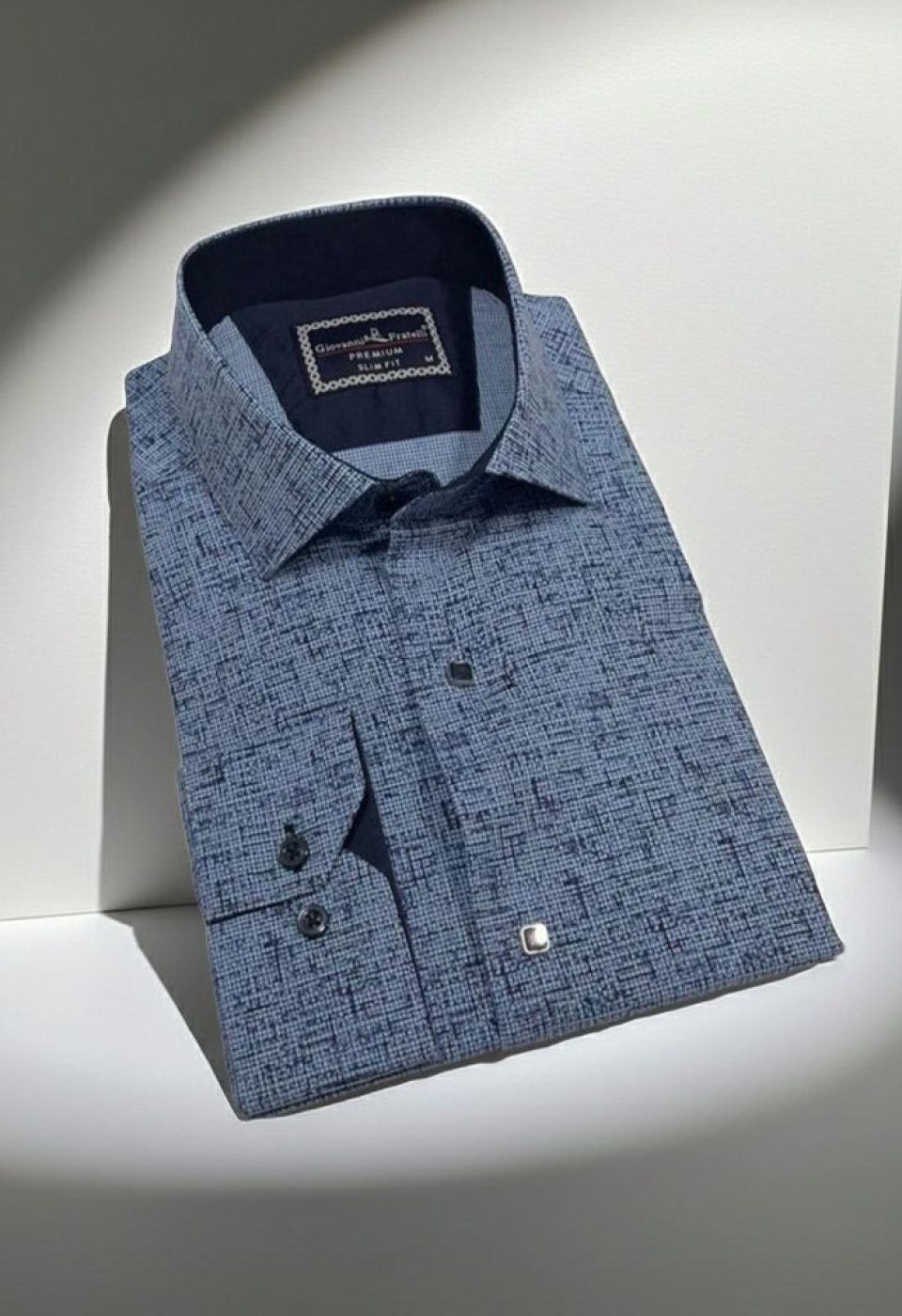 Slim Fit Uzun Kol Desenli Erkek Gömlek 3GMK312481002