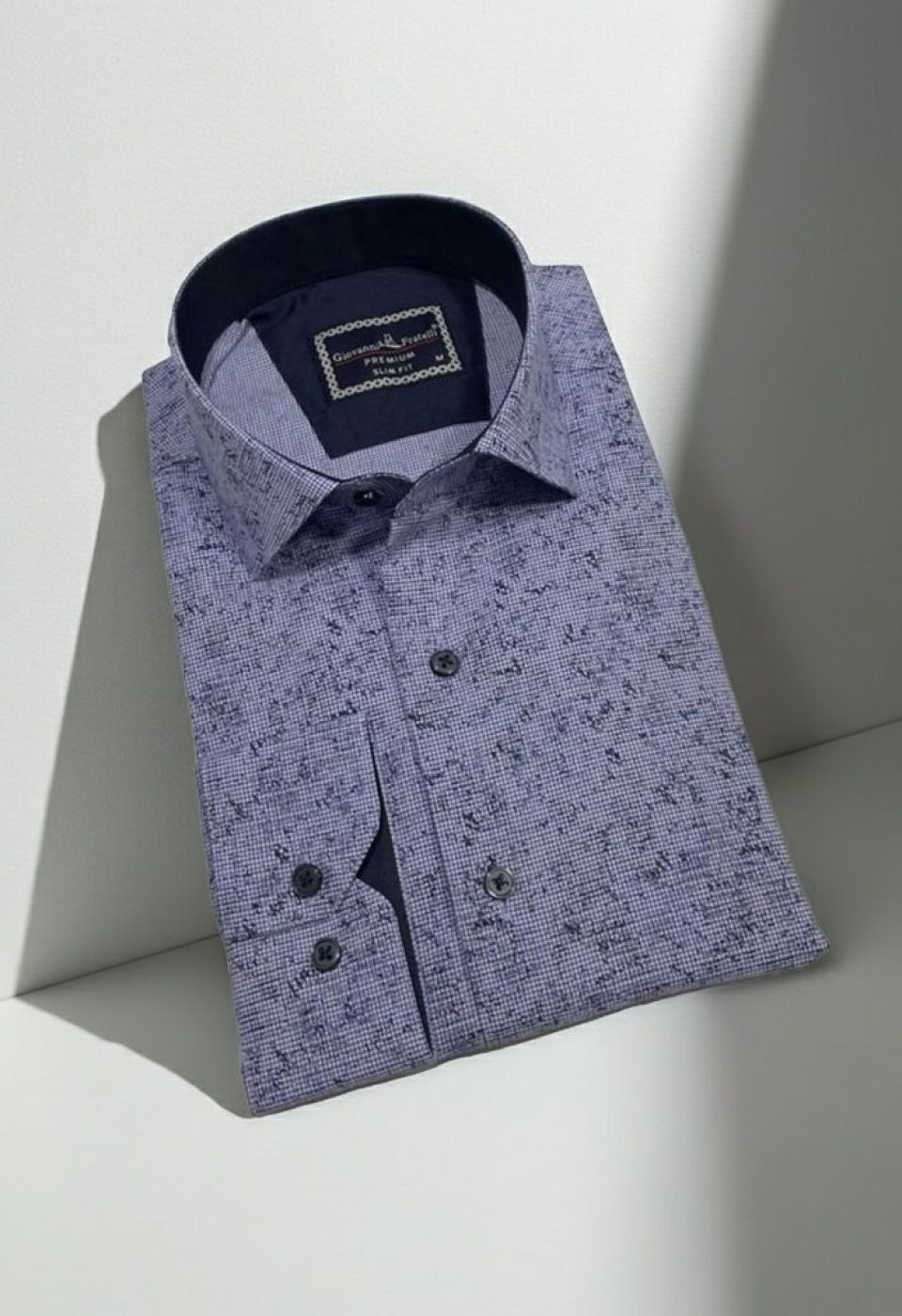 Slim Fit Uzun Kol Desenli Erkek Gömlek 3GMK312494001