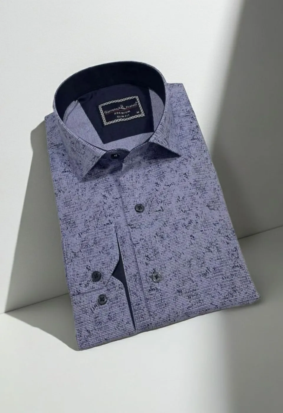 Slim Fit Uzun Kol Desenli Erkek Gömlek 3GMK312494001