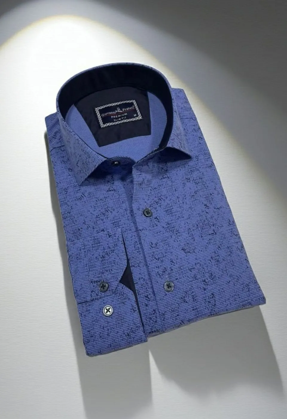 Slim Fit Uzun Kol Desenli Erkek Gömlek 3GMK312494002