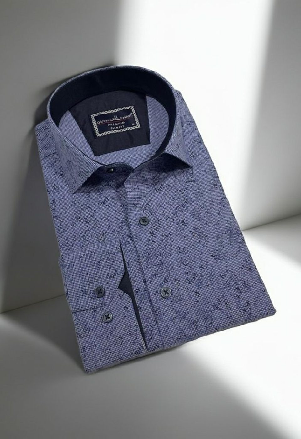 Slim Fit Uzun Kol Desenli Erkek Gömlek 3GMK312494003