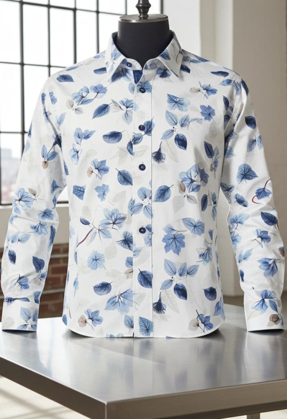 Slim Fit Uzun Kol Desenli Erkek Gömlek 3GMK314206002