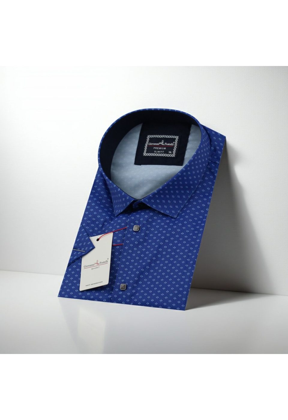 Büyük Beden Slim Fit Kısa Kol Dijital Baskılı Desenli Erkek Gömlek 4GMK311614010 - Giovanni Fratelli