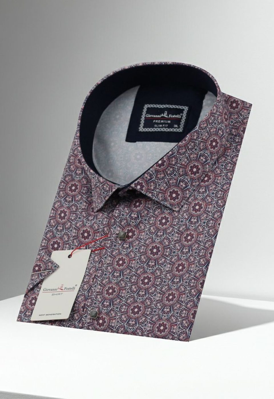 Büyük Beden Slim Fit Kısa Kol Dijital Baskılı Desenli Erkek Gömlek 4GMK311614018