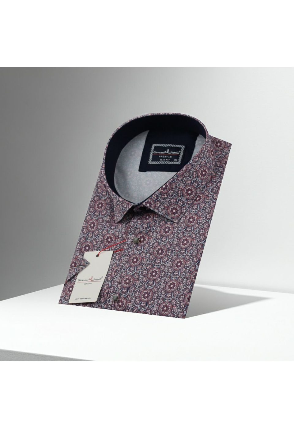 Büyük Beden Slim Fit Kısa Kol Dijital Baskılı Desenli Erkek Gömlek 4GMK311614018 - Giovanni Fratelli