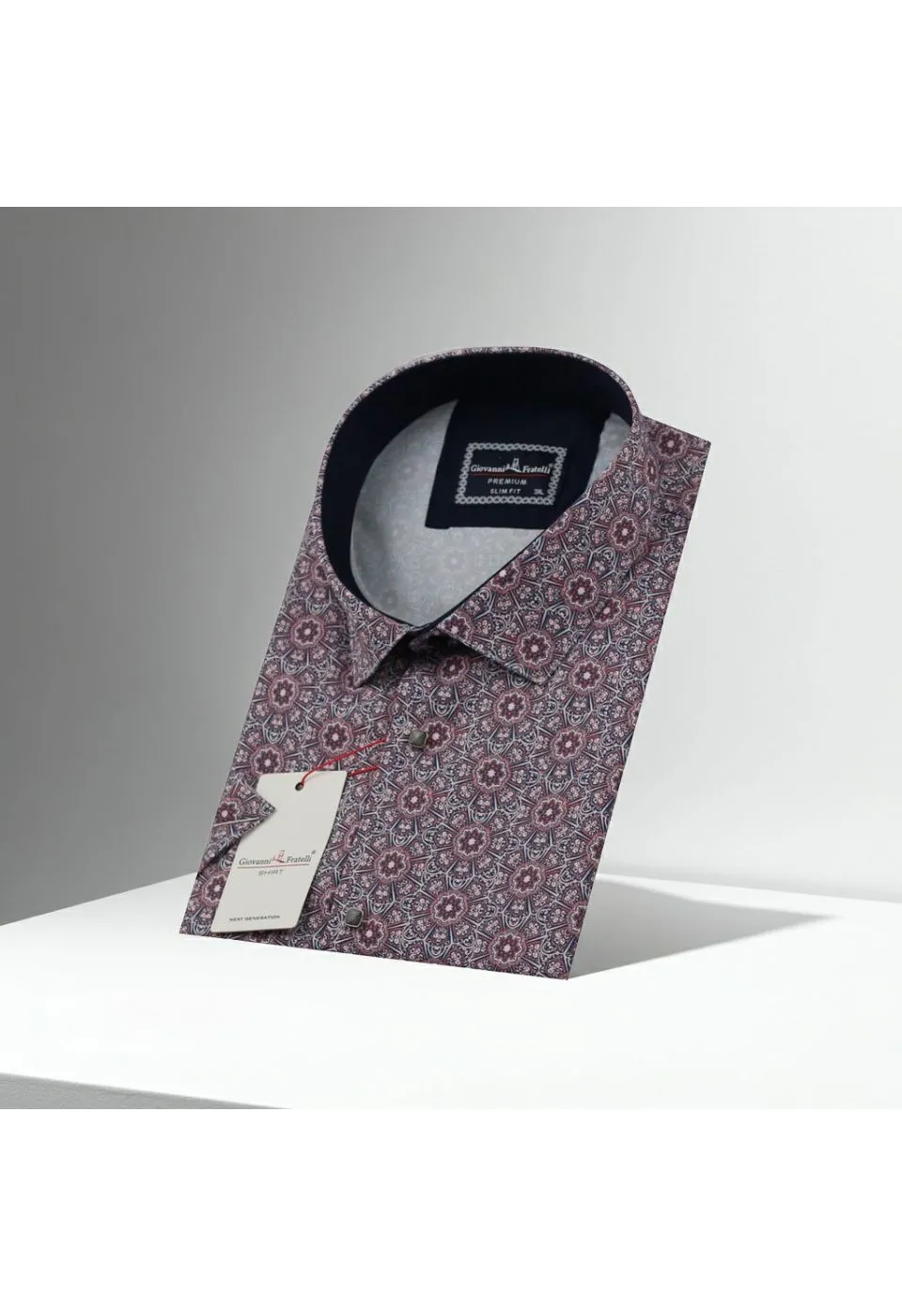 Büyük Beden Slim Fit Kısa Kol Dijital Baskılı Desenli Erkek Gömlek 4GMK311614018 - Giovanni Fratelli