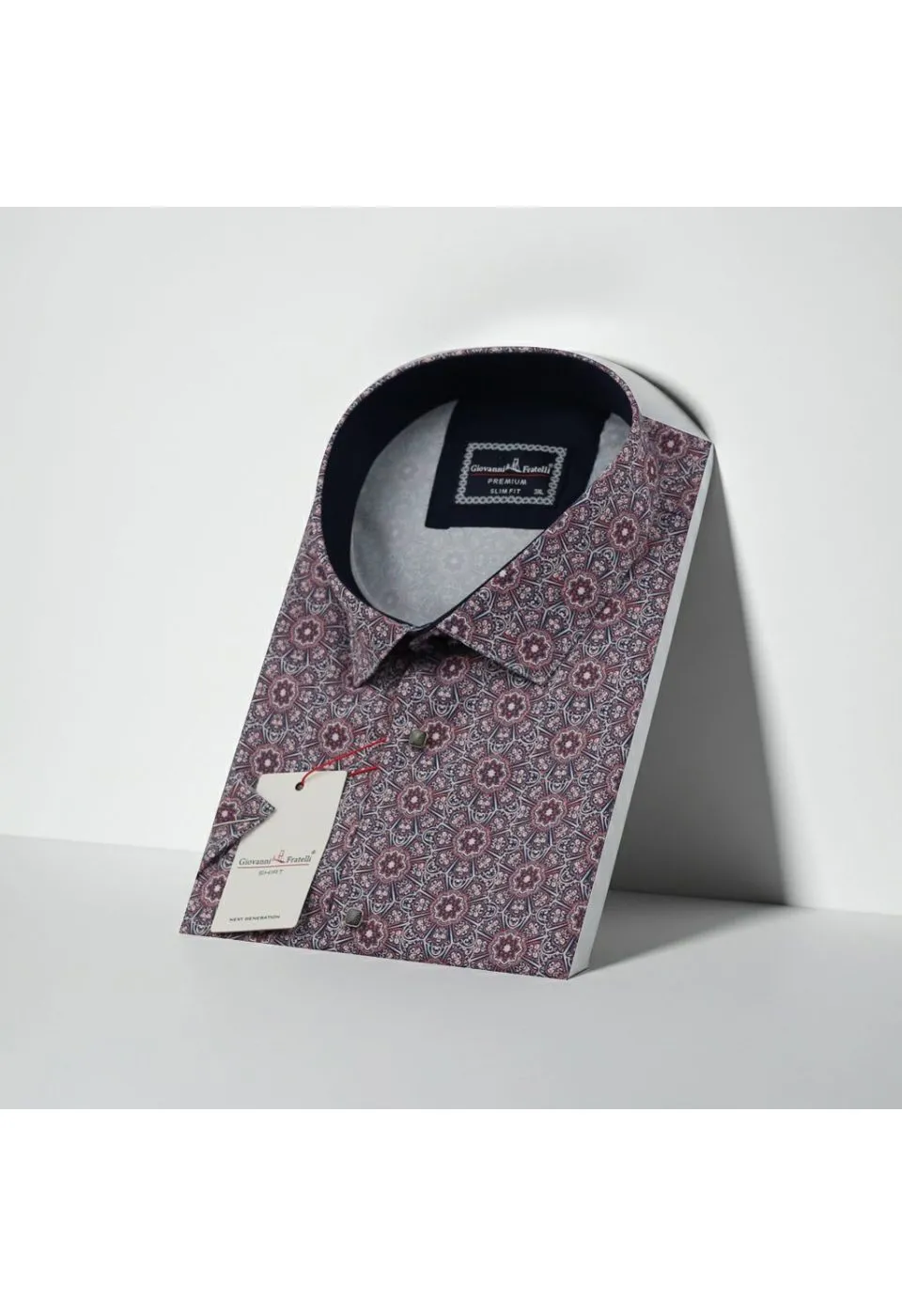 Büyük Beden Slim Fit Kısa Kol Dijital Baskılı Desenli Erkek Gömlek 4GMK311614018 - Giovanni Fratelli