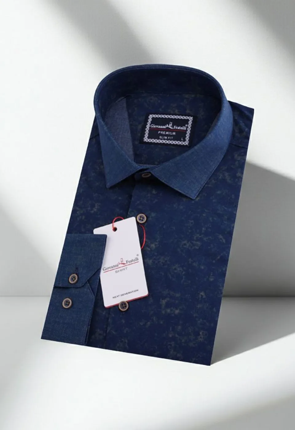 Slim Fit Uzun Kol Desenli Erkek Gömlek 3GMK311621003