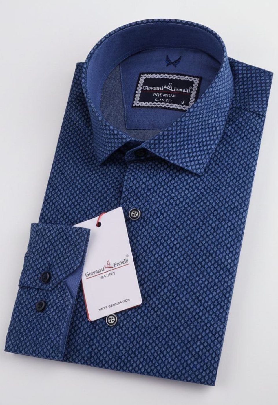 Slim Fit Uzun Kol Desenli Erkek Gömlek 3GMK311626001